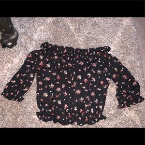 Express scrunched off the shoulder floral top